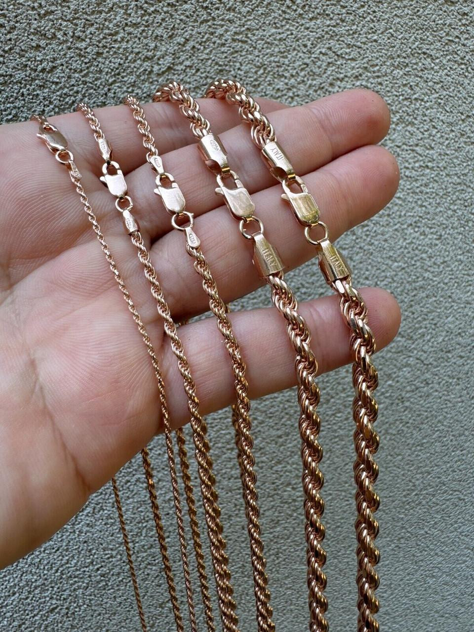 Gold Rope Chain Rose Gold Chain For Jewelry Making 9ct Rose Solid