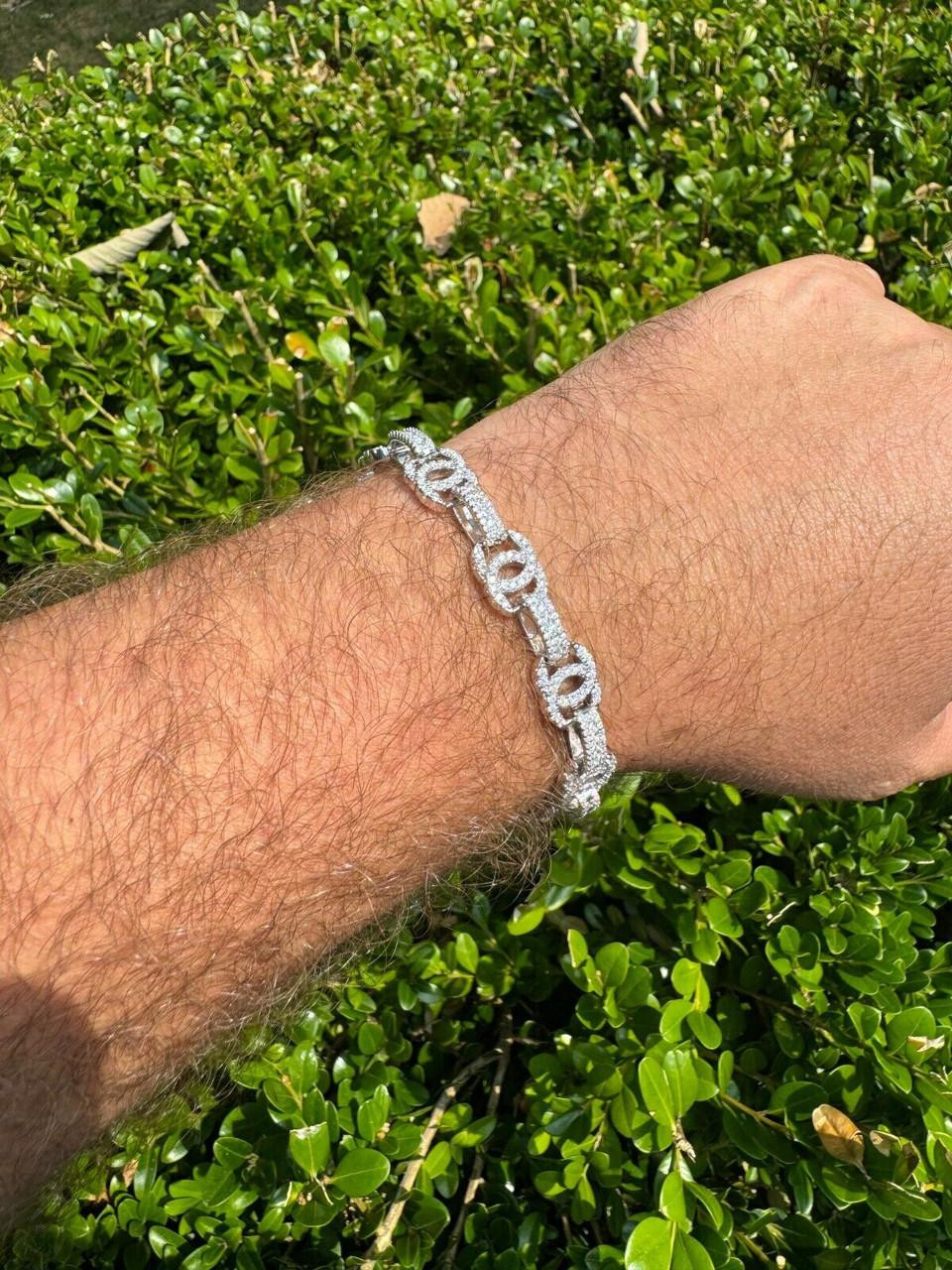 MOISSANITE Double C Custom Link Bracelet Iced Out - 925 MOISSANITE Double C Custom Link Bracelet Iced Out - 925