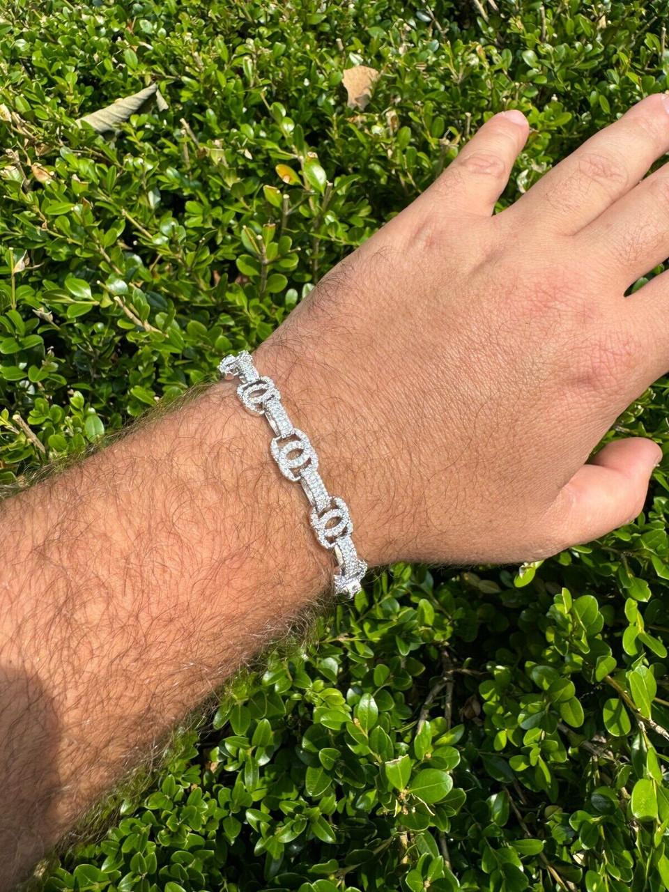 MOISSANITE Double C Custom Link Bracelet Iced Out - 925