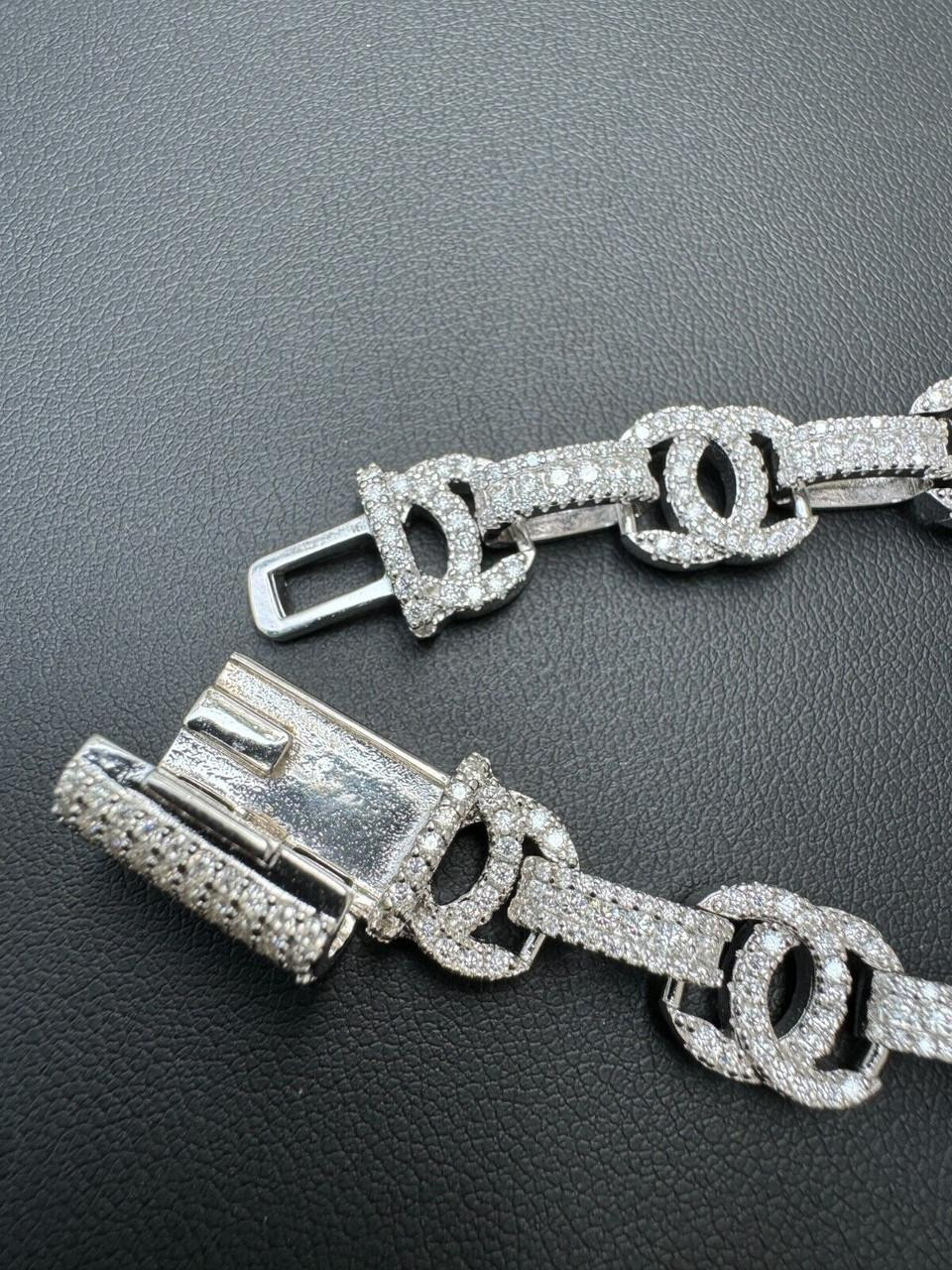 MOISSANITE Double C Custom Link Bracelet Iced Out - 925