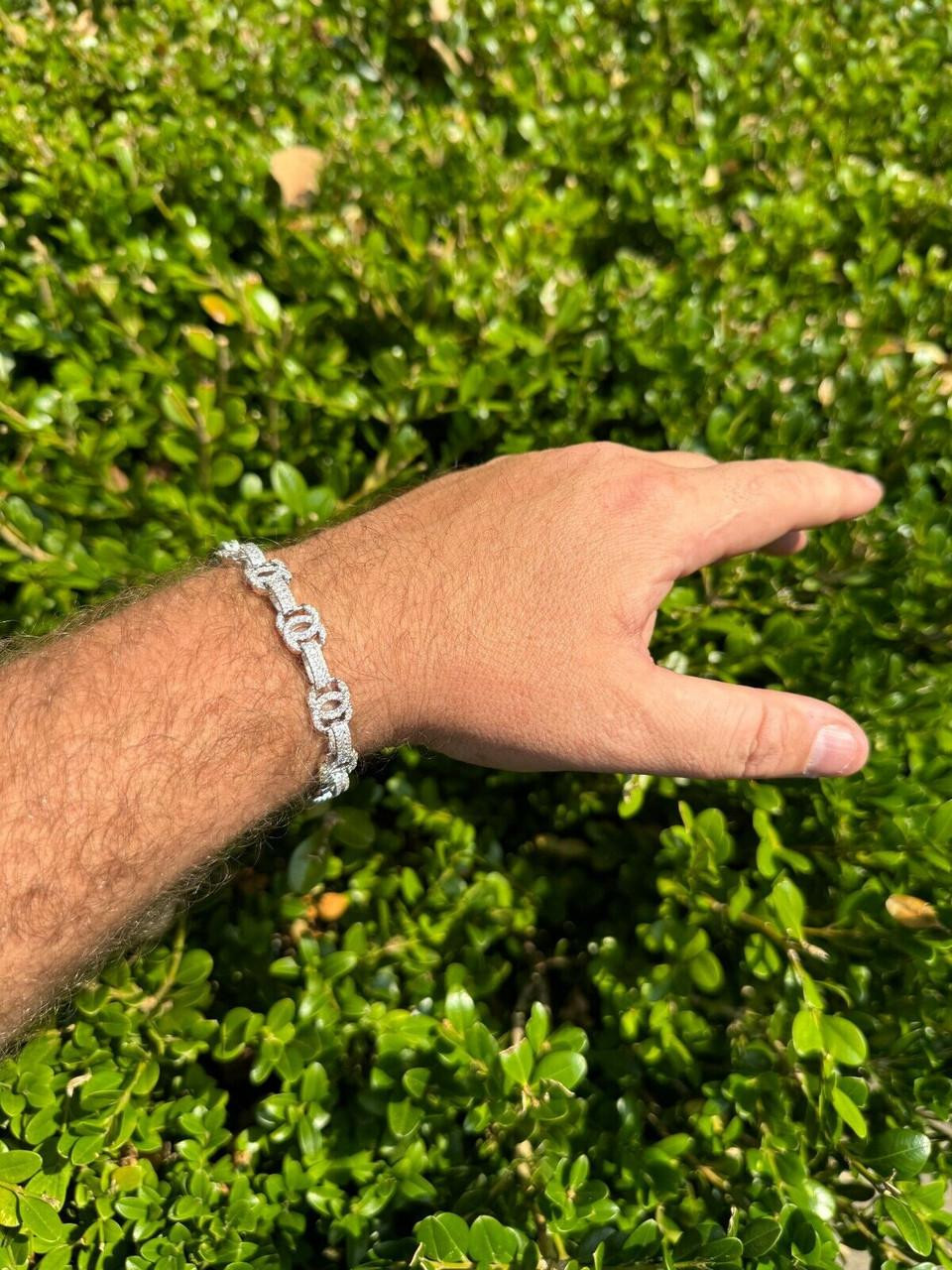 MOISSANITE Double C Custom Link Bracelet Iced Out - 925