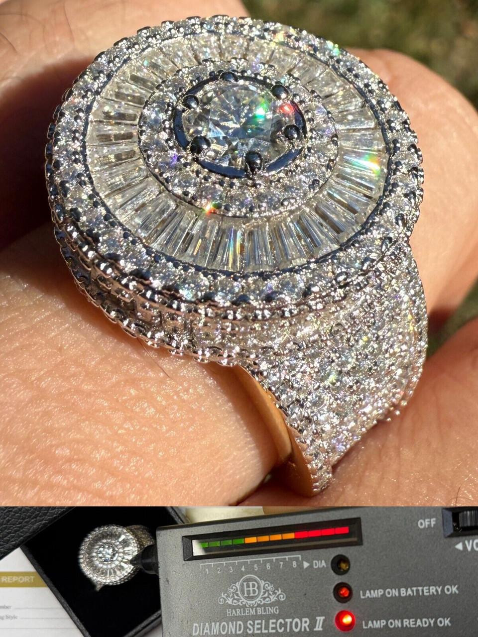 MOISSANITE 3D Baguette Dripping Sides Cluster Iced Out Ring