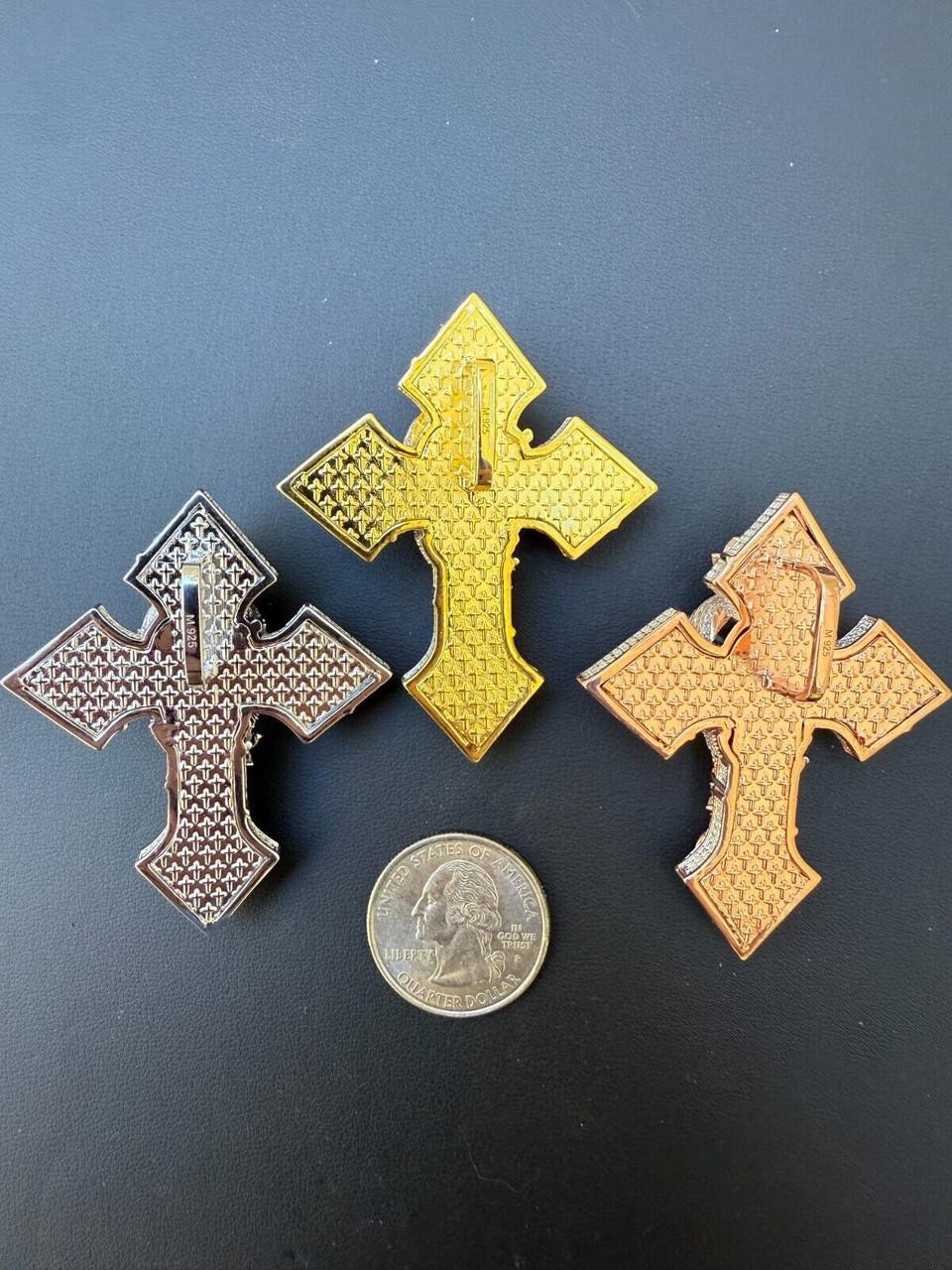 MOISSANITE 3D Cross Jesus Face Pendant Iced Necklace Real 925