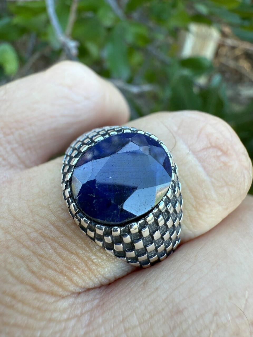 6ct Natural Blue Sapphire Real Genuine Gemstone Mens Solid 925