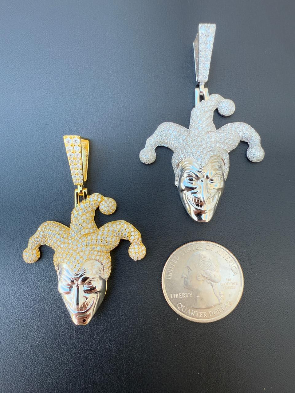 MOISSANITE Joker Pendant - Yellow Gold Vermeil Or 925 Silver
