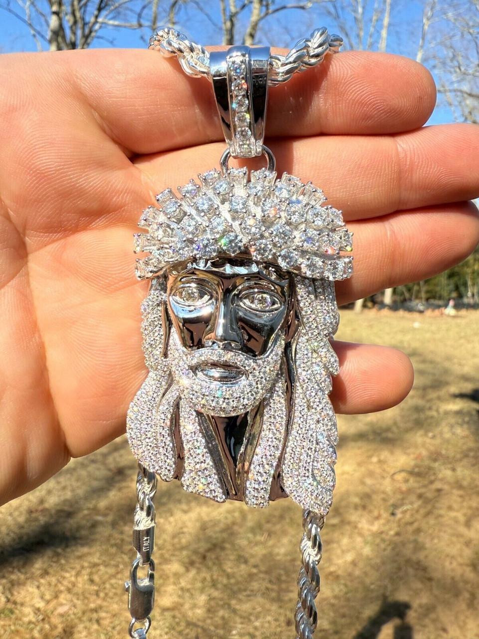 MOISSANITE Tito Biggie Small Jesus Piece Pendant 925 Silver