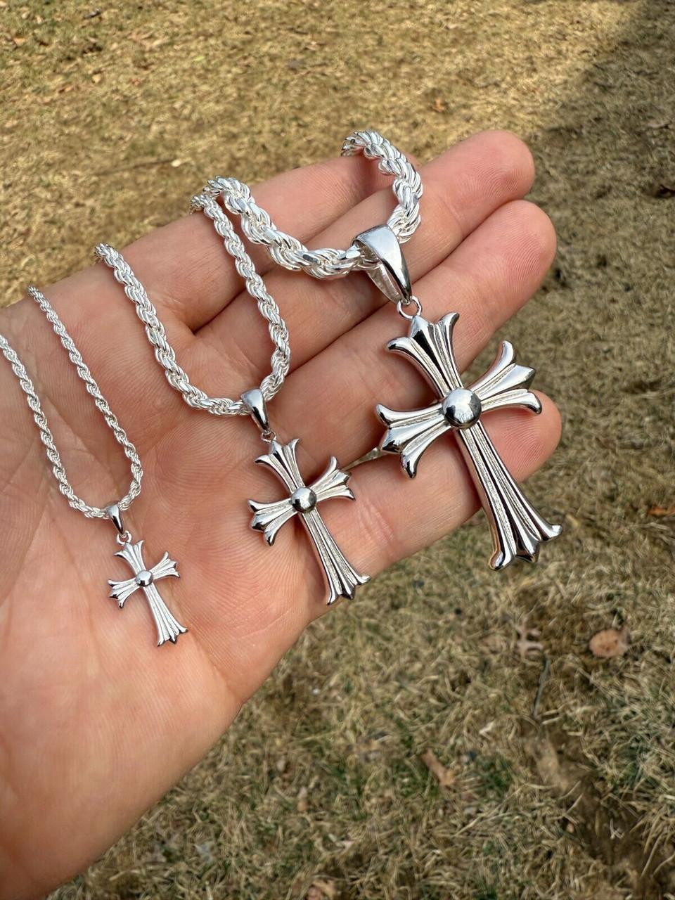 Silver Chrome Hearts Cross Pendant - 925 Silver