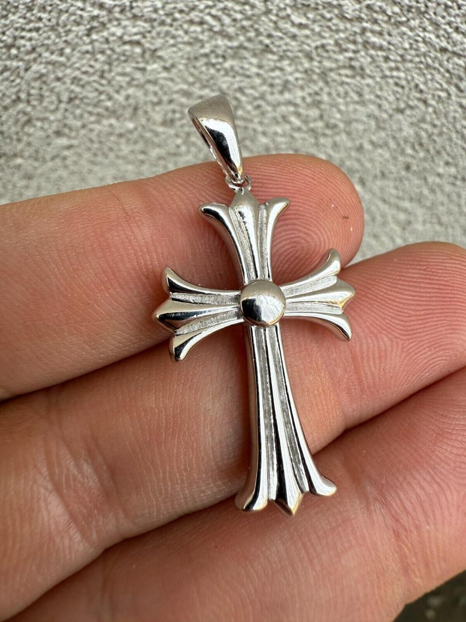 Silver Chrome Hearts Cross Pendant - 925 Silver
