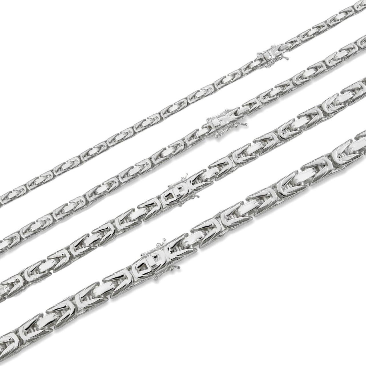 Modern Byzantine Link Chain Necklace Box Lock 925 Sterling Silver 18