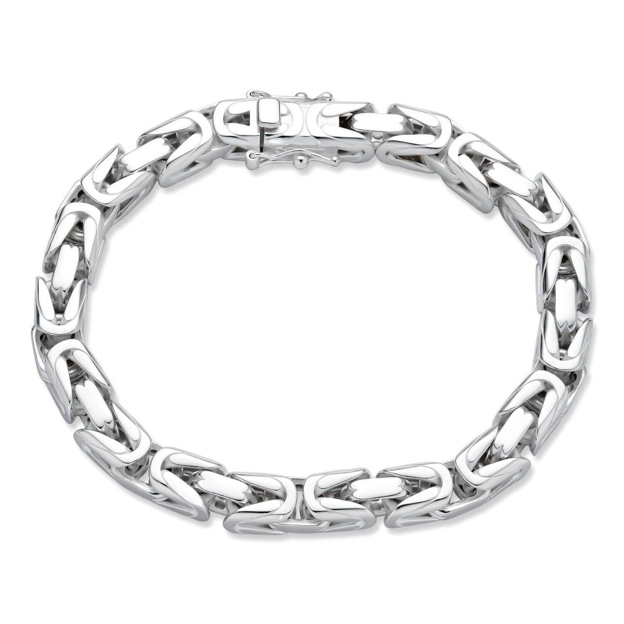 アクセサリー silver bracelet , l Modern Byzantine Link Bracelet W. Box Lock - 925 Sterling Silver