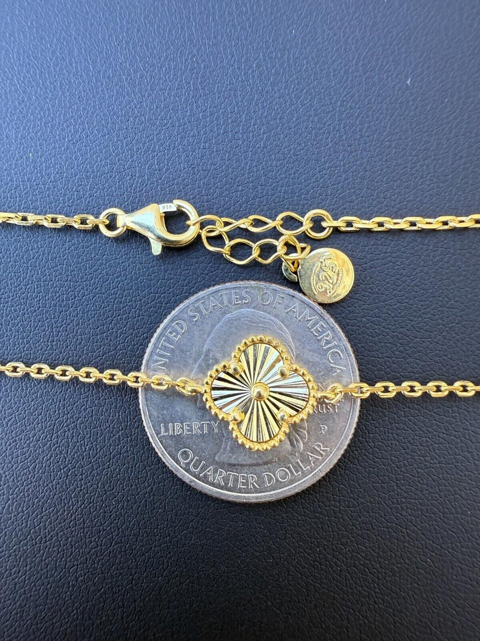 【SURGERY】l cloverlink necklace Cleef Clover Link Chain Necklace Or Bracelet Diamond Cut
