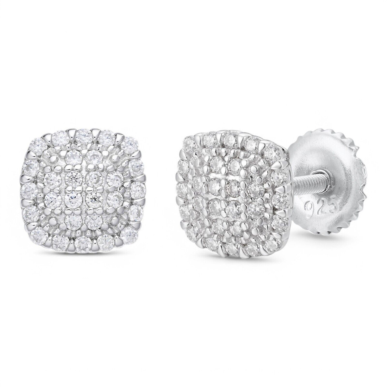 MOISSANITE MC Iced Out Earrings - 925 Silver - 6.5mm MOISSANITE MC Iced Out Earrings - 925 Silver - 6.5mm