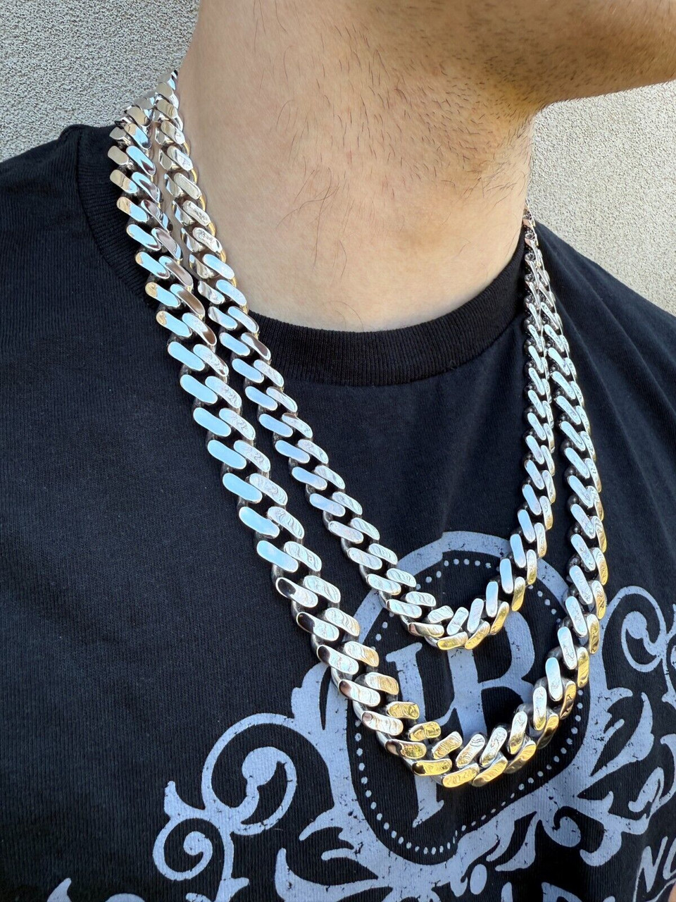 925 Silver Monaco Chain Monaco Cuban Necklace