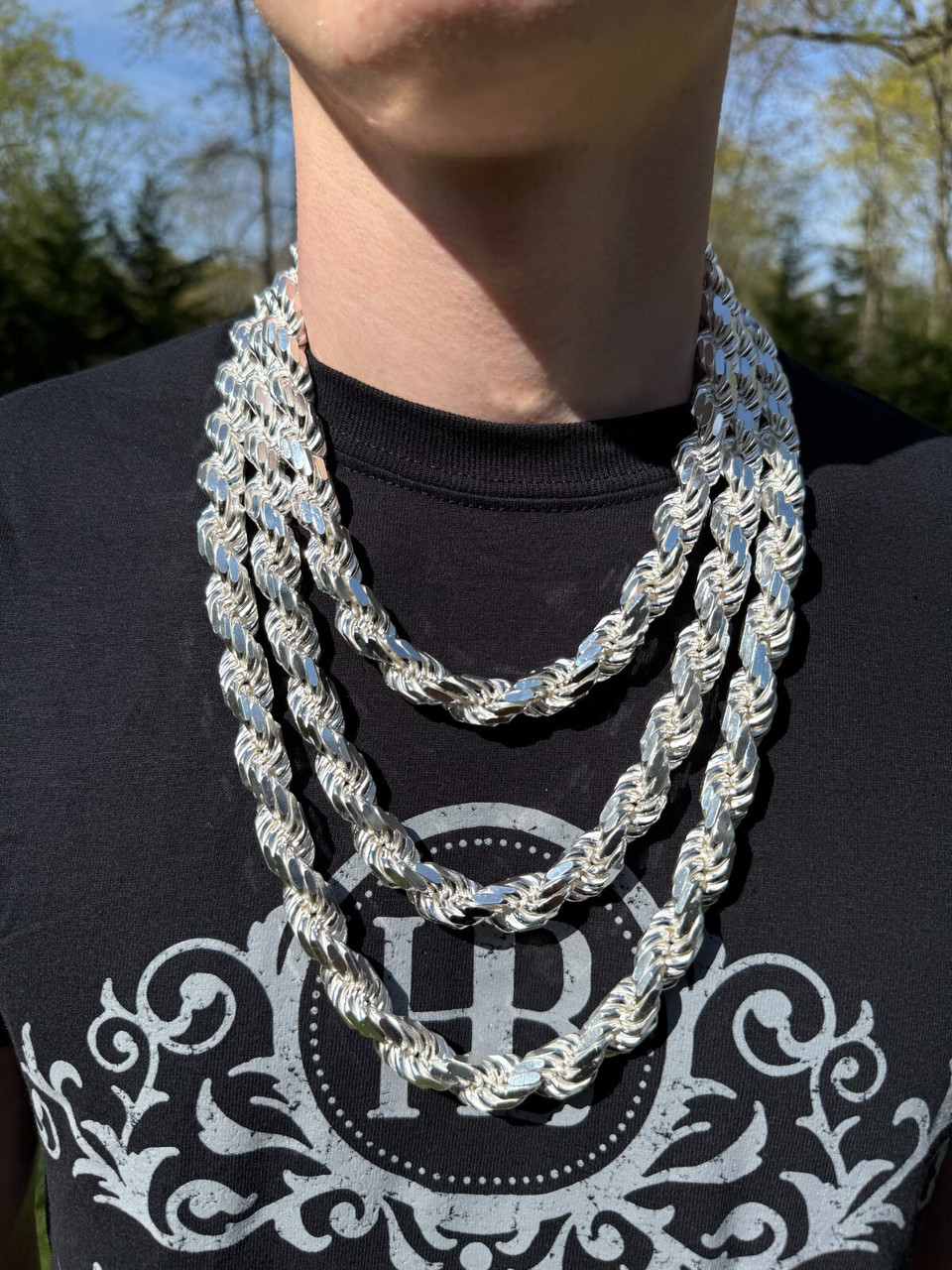 Silver Chain 8mm Chunky Rope Chain Necklace Silver Rope Chain Mens