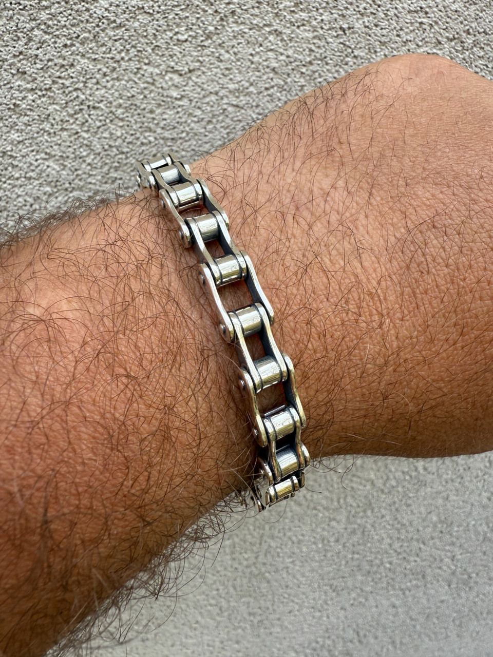 Bike Chain Bracelet - Oxidized 925 Sterling Silver - 7