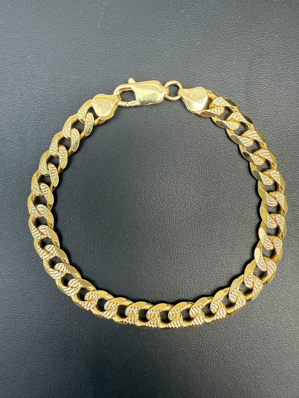 Mens Miami Cuban Bracelet Diamond Cut 14k Gold Vermeil Solid 925