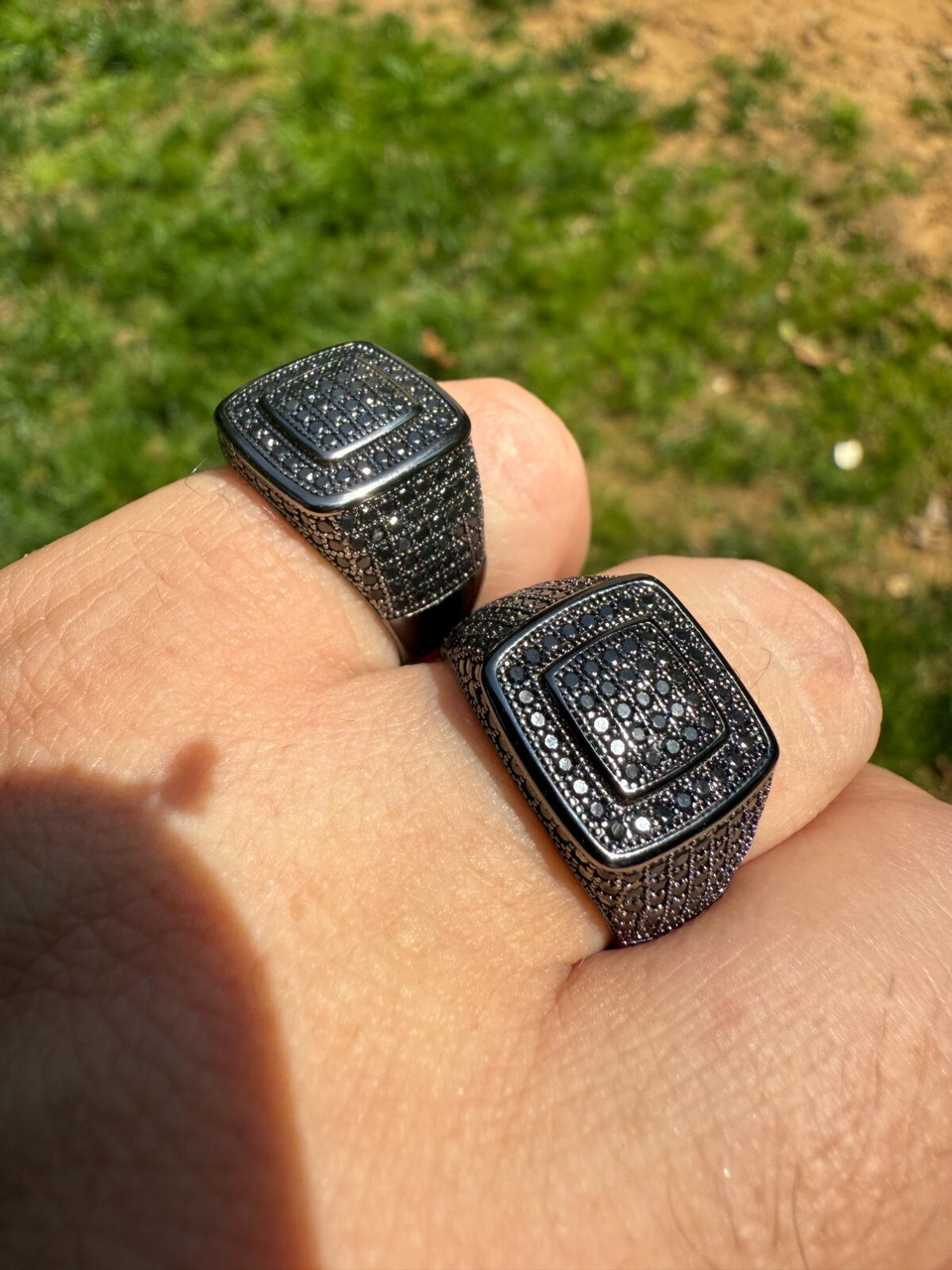 Black MOISSANITE Everyday Classic Square Ring Black Rhodium Over