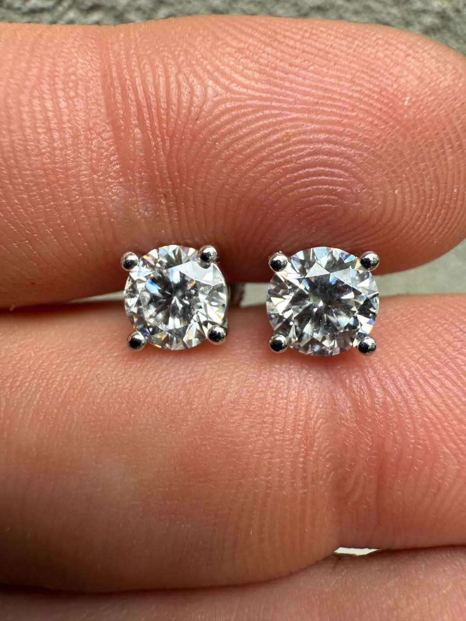 2ct Real DIAMOND Stud Earrings 14k White Gold HarlemBling