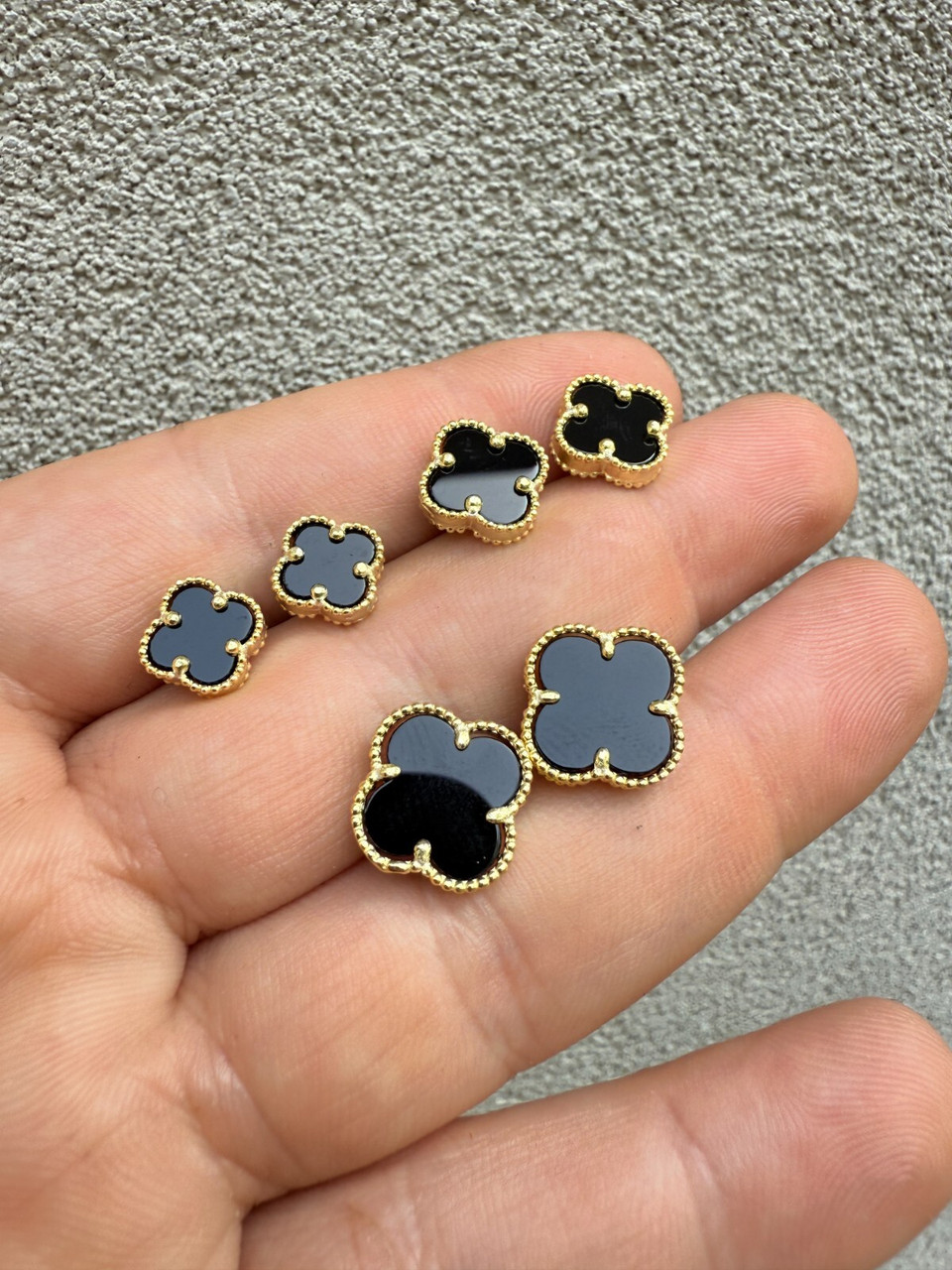 アクセサリー clover Black Onyx Clover Earrings - 14k Gold Vermeil 925 Silver