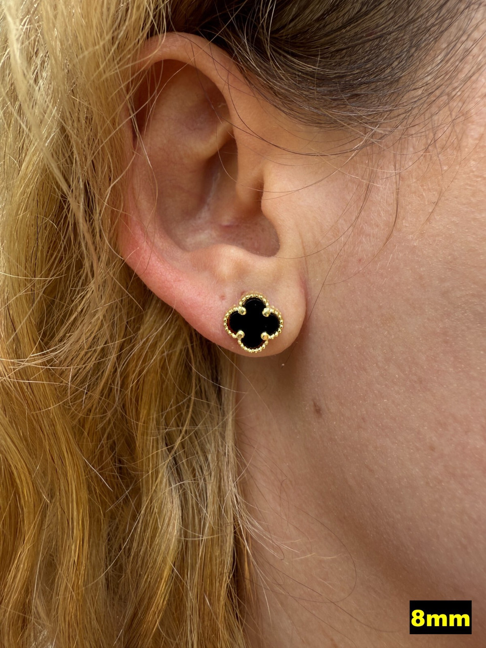 Black Onyx Clover Earrings - 14k Gold Vermeil 925 Silver