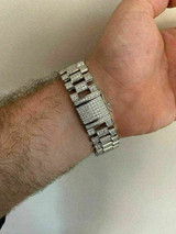 HarlemBling Real Solid 925 Sterling Silver 20mm Big Presidential Watch Band Bracelet HEAVY