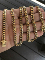 HarlemBling 6mm Mens Cuban Miami Link Chain 14k Gold Plated Stainless Steel 28 Best Quality