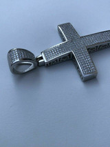 HarlemBling Mens Real Solid 925 Silver Large Iced Cross 3ct Diamonds 2x1.5 Hip Hop Pendant