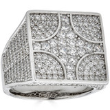 North South East West Iced Out Ring - 925 Silver - CZ Stones