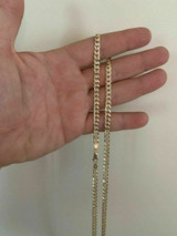 HarlemBling Mens Diamond Cut 5mm Cuban Chain 14k Gold Over Solid 925 Silver Two Tone ITALY