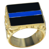 Back The Blue Plain Ring - 14k Gold Vermeil 925 Silver