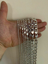 HarlemBling Real Solid 925 Sterling Silver Mariner Link Chain Or Bracelet ITALY 3-12mm Mens