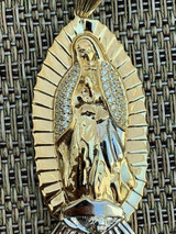 HarlemBling Mens Real 14k Yellow Gold Over 925 Sterling Silver Virgin Mary Guadalupe Chain