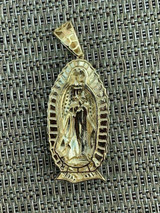 HarlemBling Mens Real 14k Yellow Gold Over 925 Sterling Silver Virgin Mary Guadalupe Chain