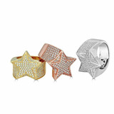 HarlemBling Star Ring Diamond Pinky Solid 925 Sterling Silver 14k Gold / Rose Gold Mens ICY