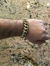 HarlemBling 18mm Men Cuban Miami Link Bracelet Kilo Chain Set 14k Gold Over Stainless Steel