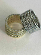 HarlemBling Mens Tennis Ring 14k Gold Over Solid 925 Silver Diamond Pinky Wedding Band REAL