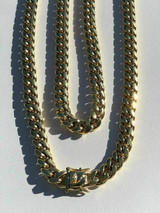 HarlemBling 10mm Men Miami Cuban Link Chain Real 14k Yellow Gold Over SS DOESNT CHANGE COLOR