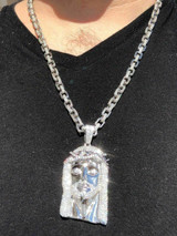 HarlemBling HUGE 3 Jesus Pendant Piece Solid 925 Sterling Silver 3ct Man Diamonds 40 Grams