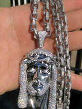HarlemBling HUGE 3 Jesus Pendant Piece Solid 925 Sterling Silver 3ct Man Diamonds 40 Grams