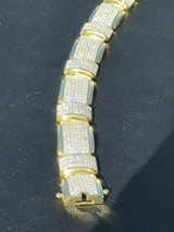 HarlemBling Mens Custom Bracelet 14k Yellow Gold Over Solid 925 Silver 12ct Manmade Diamonds
