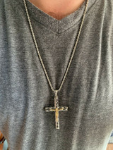 HarlemBling Mens Ladies Solid 925 Silver and 14k Gold Cross Jesus Piece 1-3 ITALY Necklace