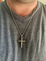 HarlemBling Mens Ladies Solid 925 Silver and 14k Gold Cross Jesus Piece 1-3 ITALY Necklace