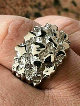 HarlemBling Mens REAL Solid 925 Sterling Silver Heavy Nugget Ring