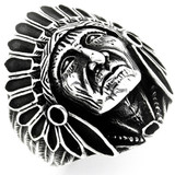 Indian Chief Ring - 925 Silver Oxidized - Plain