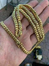 HarlemBling Mens Miami Cuban Link Chain Or Bracelet 14k Gold Over Solid 925 Silver Box Lock