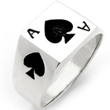 Ace Of Spades Ring - 925 Silver Oxidized - Plain