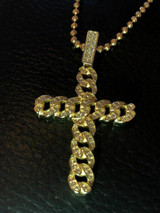 HarlemBling Cuban Link Cross Pendant W Chain Sterling Silver 925 14k Gold Plated Diamond