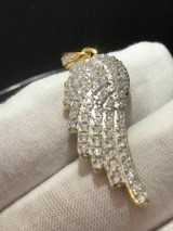 HarlemBling Angel Wing Pendant 14k Gold Plated Genuine Sterling Silver Simulated Diamonds