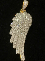 HarlemBling Angel Wing Pendant 14k Gold Plated Genuine Sterling Silver Simulated Diamonds