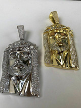 HarlemBling HUGE 3 Jesus Pendant Piece Solid 925 Silver 3ct ICY Diamond and Moon Cut Chain